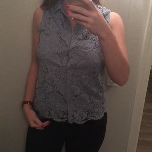 Blue lace tank top / sleeveless blouse - new